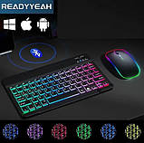 Універсальна бездротова Bluetooth клавіатура + мишка з RGB підсвічуванням | 25×15 см | Чорна, фото 3