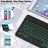 Універсальна бездротова Bluetooth клавіатура + мишка з RGB підсвічуванням | 25×15 см | Чорна, фото 4