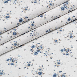 Фланель "Троянди кольору денім" на білому тлі, ширина 240 см