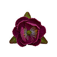 Кондитерська прикраса Піон бордовий 60 мм з листочками