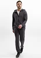 Осінній чоловічий спортивний костюм із двонитки на блискавці кофта та штани графіт на кожен день