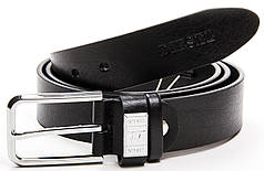 Ремінь чоловічий шкіряний чорний ширина 3,5 см модний DS-ZK2741