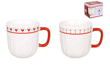 Кухоль порцелянова Happy Holidays в'язаний орнамент у подарунковій упаковці, 2 дизайни, 345мл