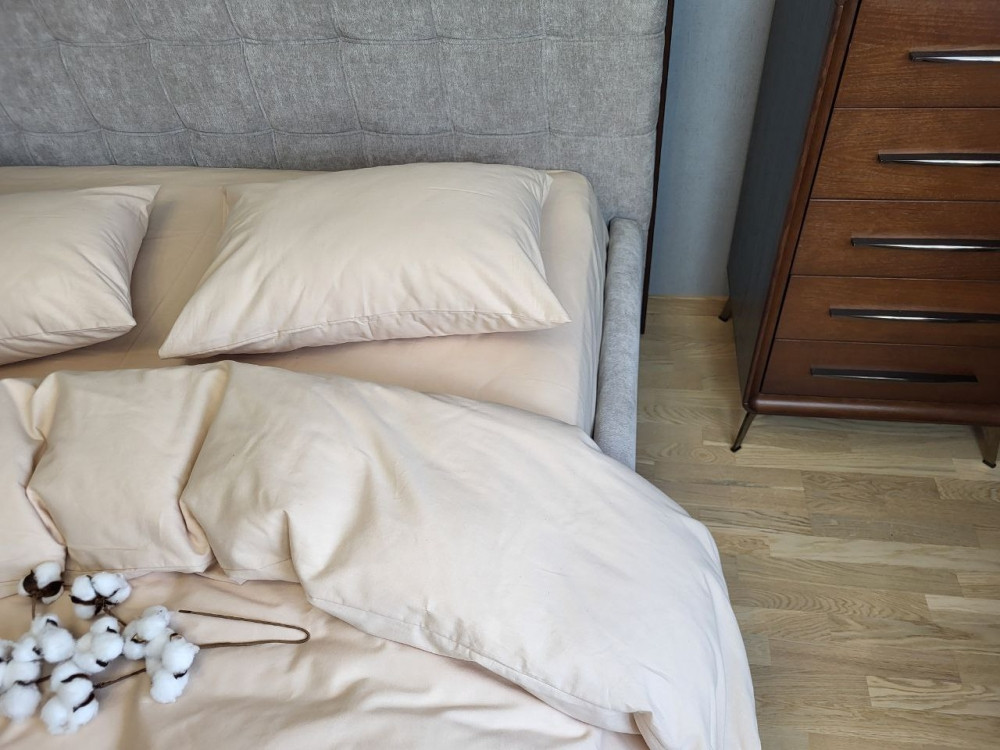 Комплект Бежева пастель S109 фланель Комфорт текстиль Євро на резинці, фото 1