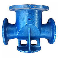 Пожежна підставка прохідна (подвійна) фланцева ППДФ чавунна Ду-150 х 150 мм