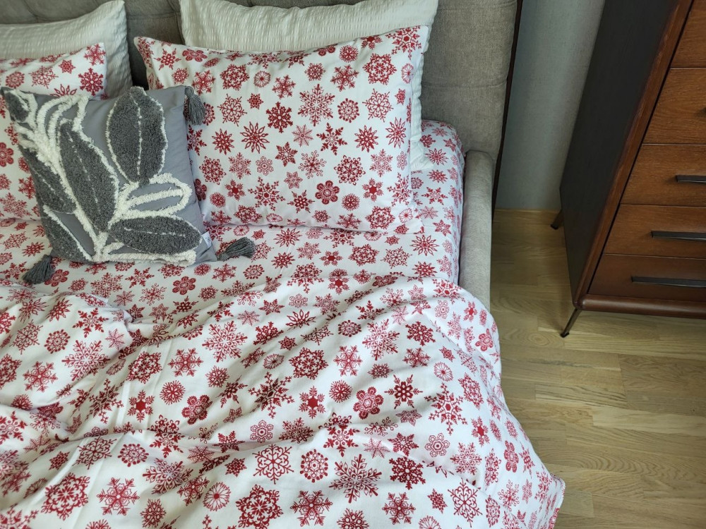 Комплект Сніжинка NEW фланель Комфорт текстиль Євро на резинці, фото 1