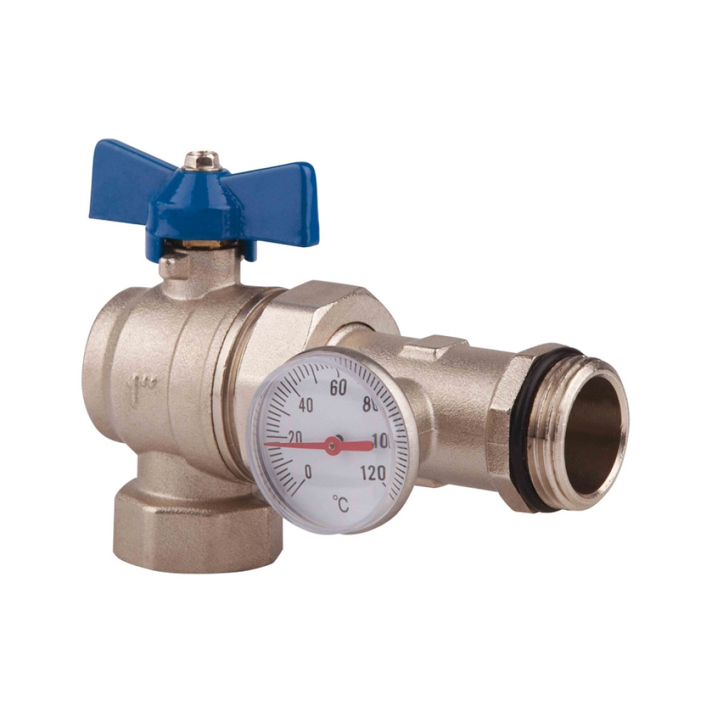 Кран кульовий Американка SD Plus 1" ВН прямої з термометром, фото 1