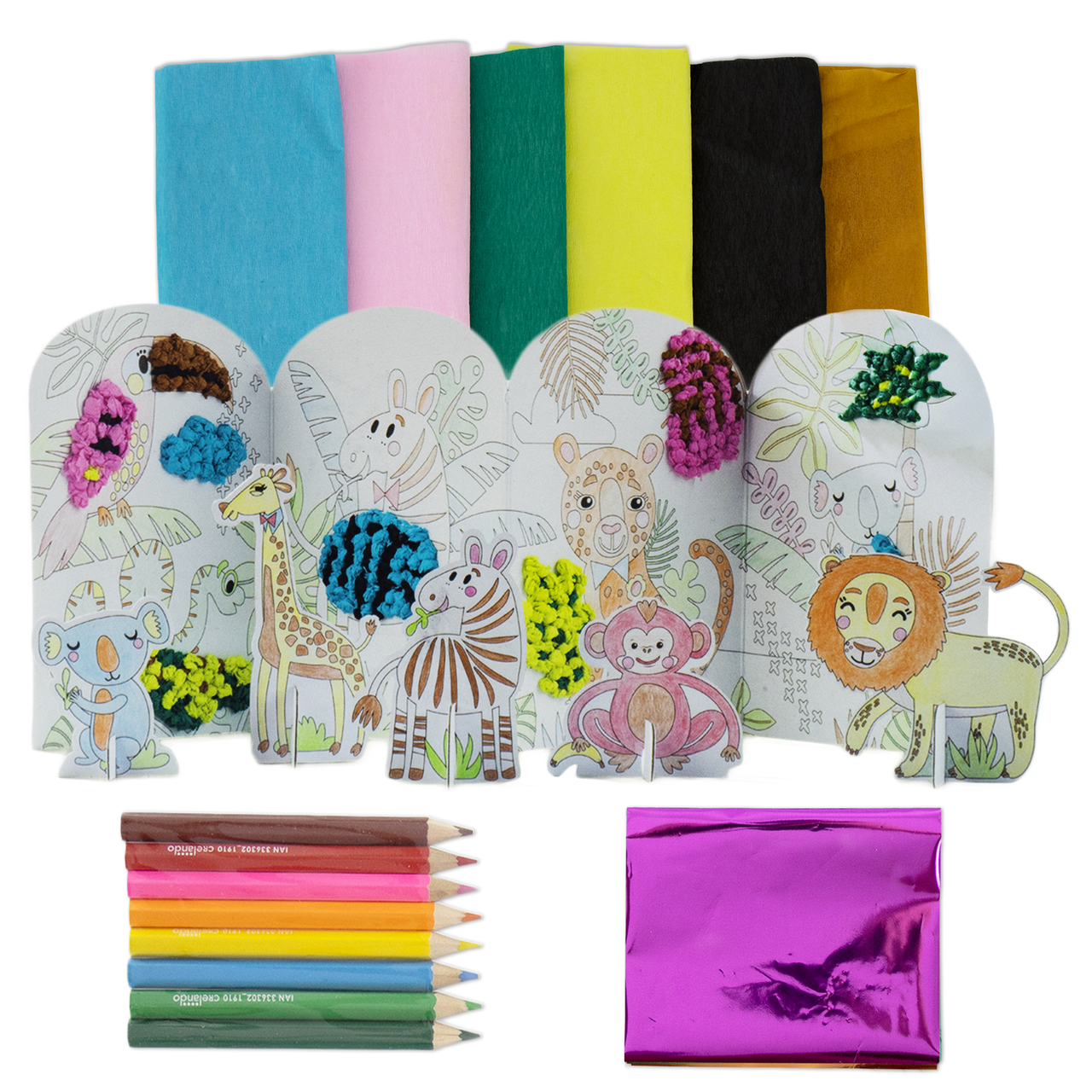 Набір для творчості з крепового паперу Crelando «Джунглі» 28 елементів 12871-002, фото 1