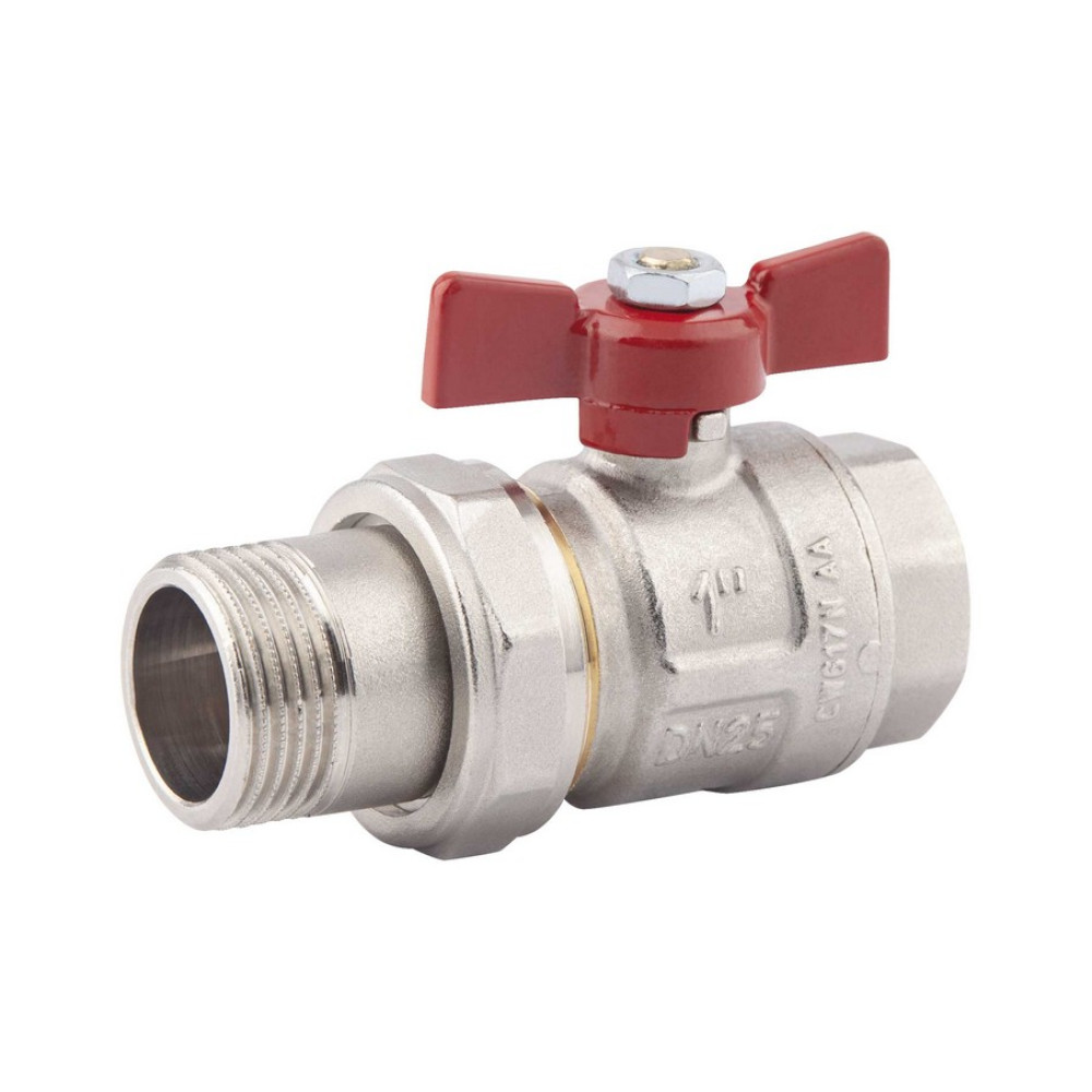 Кран кульовий Американка Icma Red 1" з антипротечкой прямий, фото 1