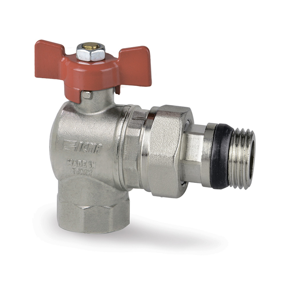 Кран кульовий різьбовий для води Icma FAR. ROSSA 1/2" кутовий, фото 1
