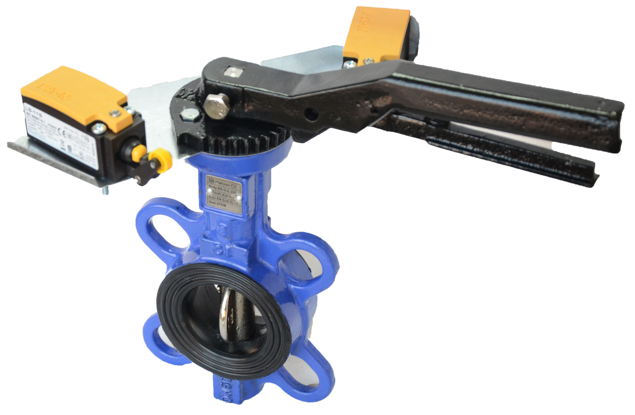 Затвор поворотний дисковий Батерфляй з індикатором положення Walver Ду 125, фото 1