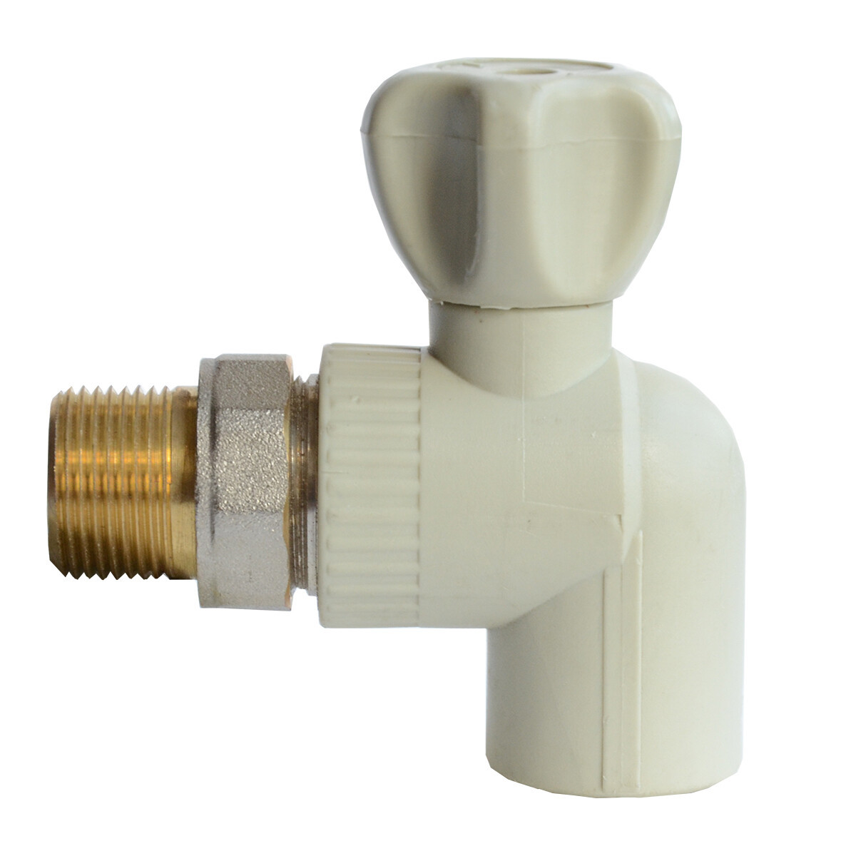 Кран ППР кульовий Ду 25х3/4" з зовнішньою різьбою кутовий з американкою, фото 1