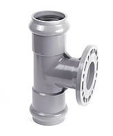 Трійник ПВХ розтруб/фланець/розтруб 160х160х160/90°