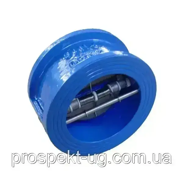 Клапан Ду50 ру16 зворотний міжфланцевий чавунний двопелюстковий підпружинений, фото 1