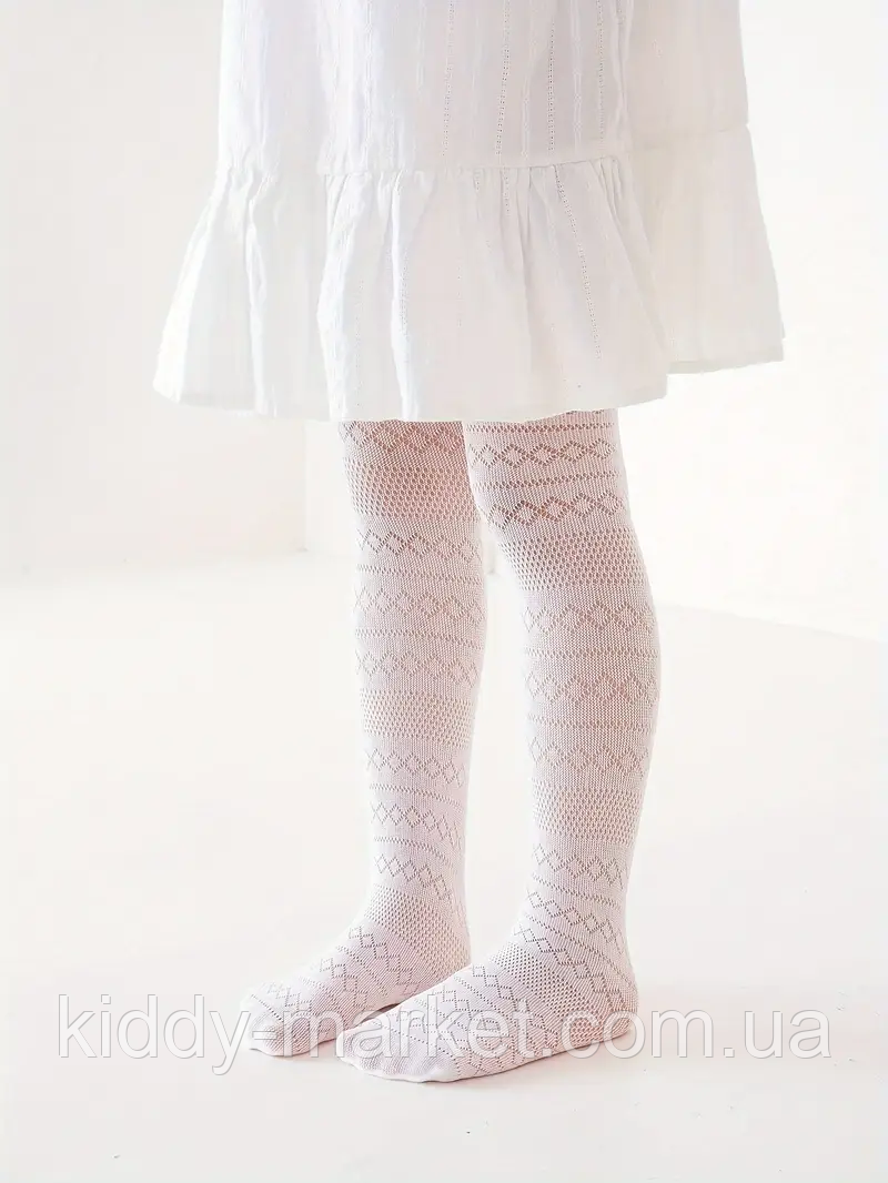 Колготи ажурні дитячи білі 104-122, фото 1