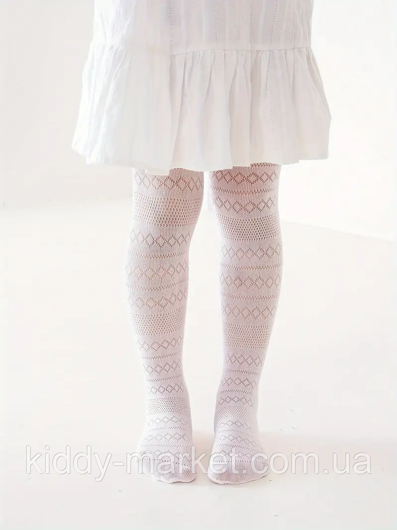 Колготи ажурні дитячи білі 122-140, фото 1