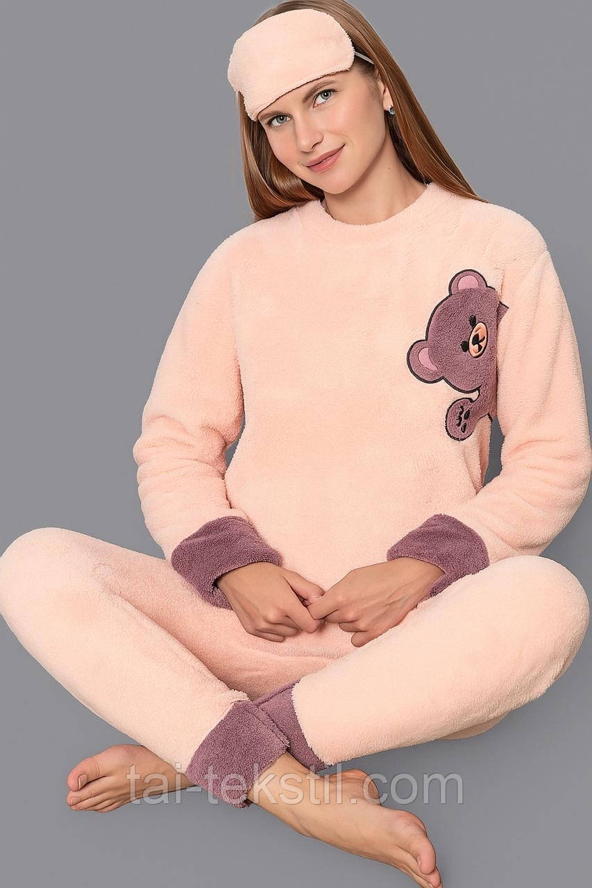 Стильна піжама жіноча тепла повністю махра(велсофт) виробник Туреччина S-M-L-XL