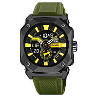 Наручний годинник SKMEI 2272BKAG Black/Army Green армійський зелений, водонепроникний, з кварцовим механізмом і підсвічуванням