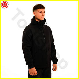 Чоловіча демісезонна куртка чорна софтшел для активного відпочинку та прогулянок