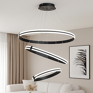 Потужна Led люстра 232 Вт три кільця 80 см (MD78099/80+60+40BK)