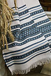 Тканий рушник з блакитною вишивкою (2,40 м.*0,36 м.), фото 4