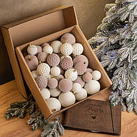 Набір ялинкових куль "Оксамит" 40 шт колір бежевий