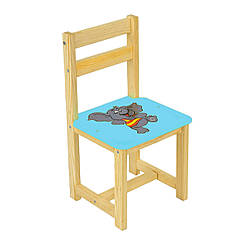 Дитячий дерев'яний стілець зі спинкою "Слоник" (блакитний) МАСЯ 4022