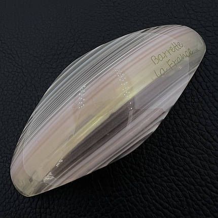 Заколка автомат для волос глянцевая полупрозрачная с узорами с надписью длина 10 см ширина 4 см, фото 1