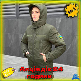 Куртка Pobedov Motive зимова жіноча Хакі водовідштовхувальна утеплена для холодної погоди стильна