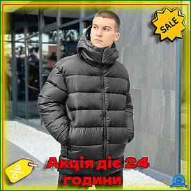 Куртка Pobedov Snowfall чоловіча зимова чорна водовідштовхувальна для морозів від -5°C до -20°C утеплена пухом