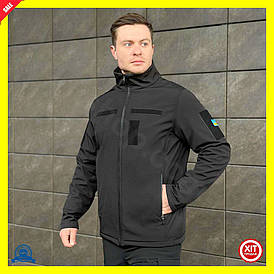 Куртка мілітарі з липучками чорна водовідштовхувальна для чоловіків осінь весна