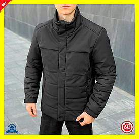 Куртка зимова чорна з прорезиненої плащівки водонепроникна утеплена для чоловіків та жінок