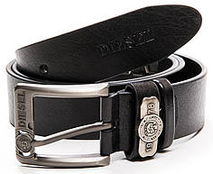 Ремінь чоловічий шкіряний чорний ширина 3,5 см модний натуральна гладка шкіра DS-ZK03141