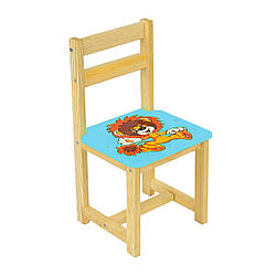 Дитячий дерев'яний стілець зі спинкою "Лев" (блакитний) МАСЯ 4024
