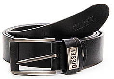 Ремінь чоловічий шкіряний чорний ширина 3,5 см модний натуральна гладка шкіра DS-C0215