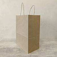 Крафт пакет коричневий з ручками 260*150*350 мм, папір 100 г/м2 для доставки продуктів, одягу, фото 2