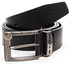 Ремінь чоловічий шкіряний чорний ширина 4 см модний натуральна гладка шкіра DS-30038-2