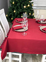 Водоотталкивающая Скатерть новогодняя "Бордовый однотон" 120х120 см (+ 2 салфетки 30х40)