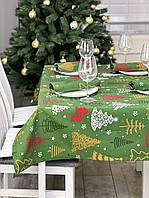 Водоотталкивающая Скатерть новогодняя с принтом Елки 120х120 см (+ 2 салфетки 30х40)