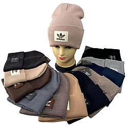 Жіноча подвійна зимова шапка з закотом і лейбою Розмір: 54- 59 (DNJ-17326)