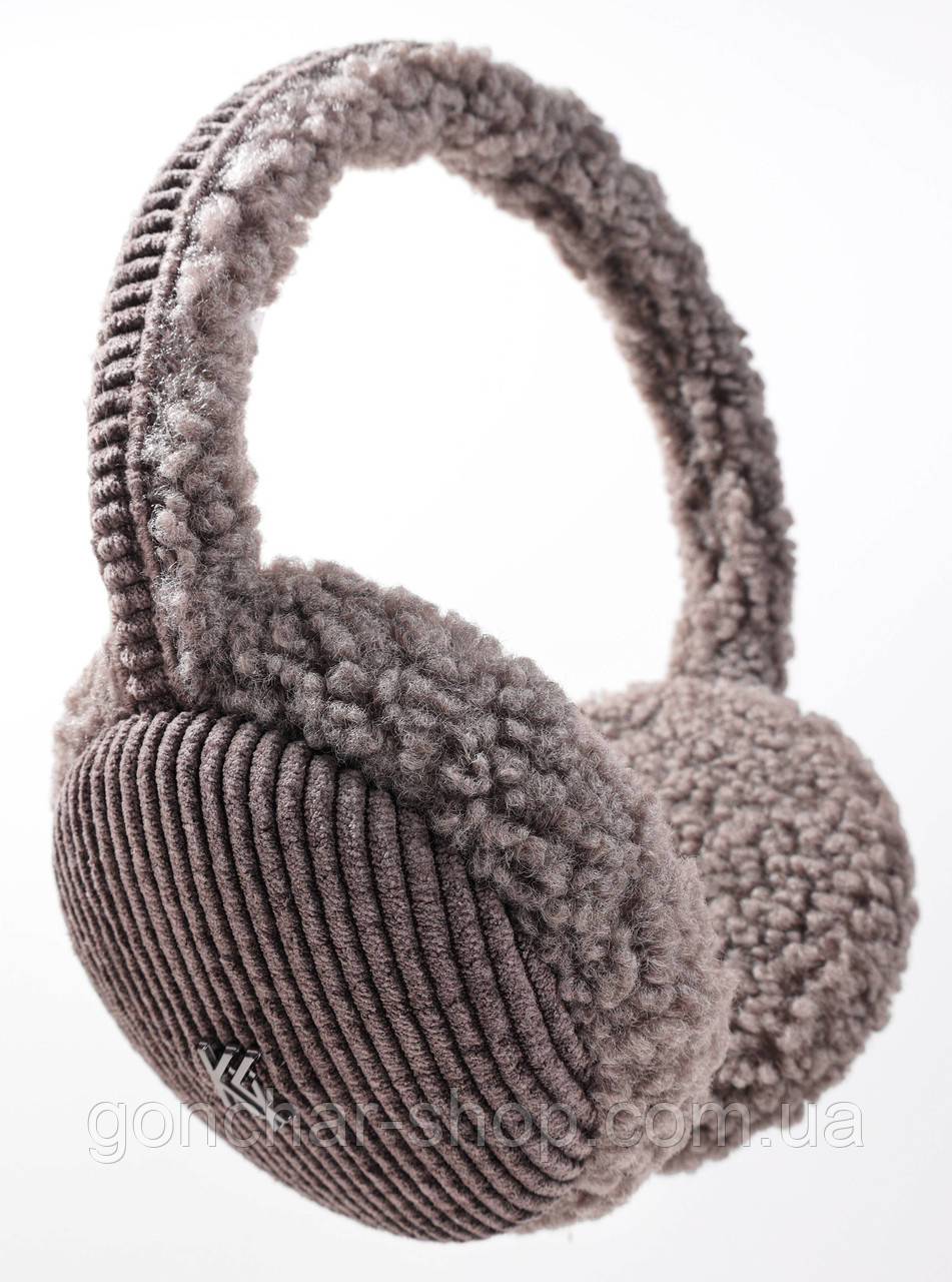 Теплі навушники KENT&AVER Teddy вельвет хутряні кава, фото 1