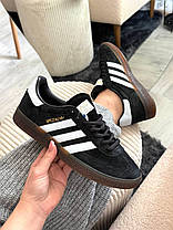 Adidas Handball Spezial Black White чоловічі кросівки Адідіс Спешл чорні білі замшеві демісезон, фото 2