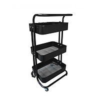 Универсальная косметологическая и парикмахерская металлическая тележка этажерка мобильная для салона красоты 3 яруса