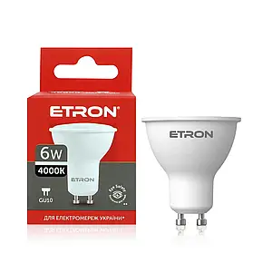 Світлодіодна лампа LED GU10 MR16 6W 4000K ETRON 1-ELP-848
