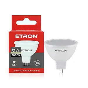 Світлодіодна лампа LED GU5.3 MR16 6W 3000K ETRON 1-ELP-845
