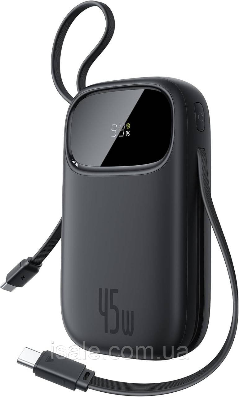 Повербанк Baseus QPow3 20000 mAh 45W Digital Display з трьома вбудованими кабелями USB-C с поддержкой PD3.0/PPS QC4+/QC3.0, фото 1