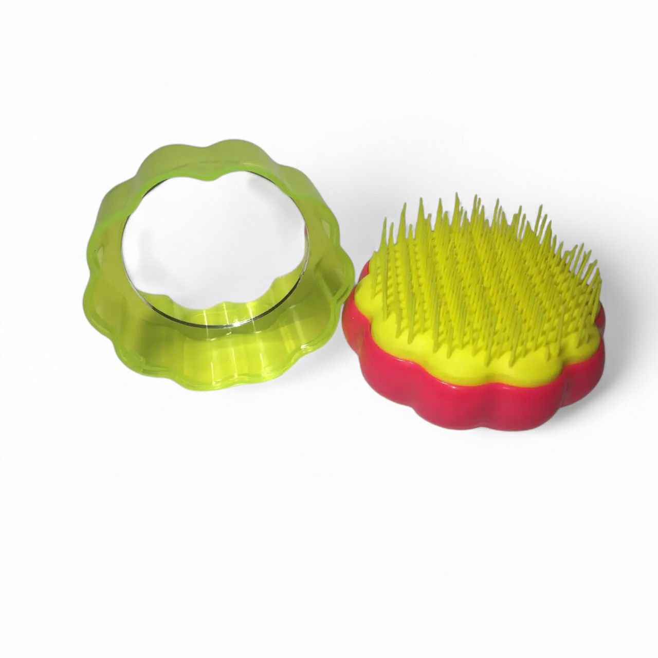 Компактна дитяча щітка-детанглер з дзеркалом. Масажний гребінець для неслухняного волосся в трендовому дизайні., фото 1