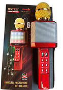 Бездротовий мікрофон караоке Wester WS-1828 Bluetooth 1800mAh RGB підсвічування Зміна голосу Червоний