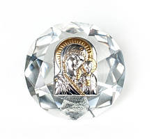 Іконка Казанської Богородиці на кришталі у формі діаманту