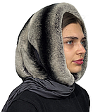 Жіноча хутряна хустка на голову з натурального хутра кролика рекс "Павук", фото 2